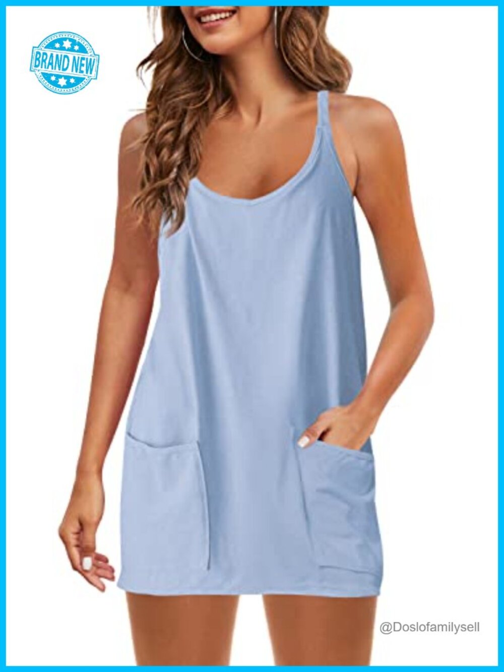 Sleeveless V-Neck Mini Sundress with Pockets Casual Summer Dress
